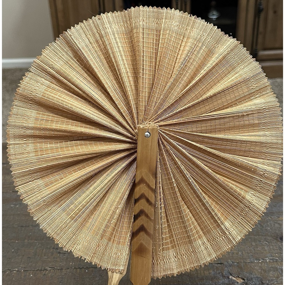 VTG Handmade Bamboo Folding Fan – 11" Wide, Natural Wood Handles